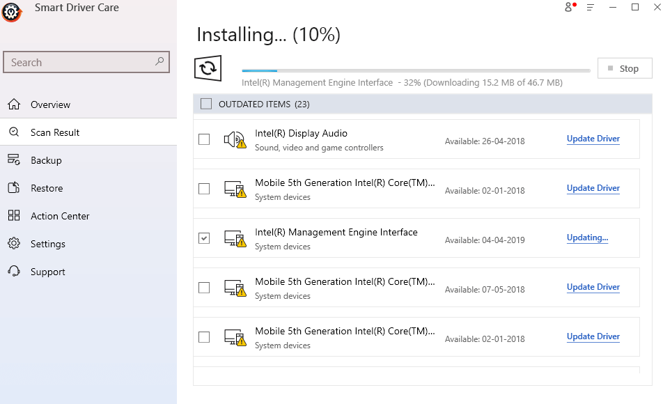 Smart Driver Care - Installing driver