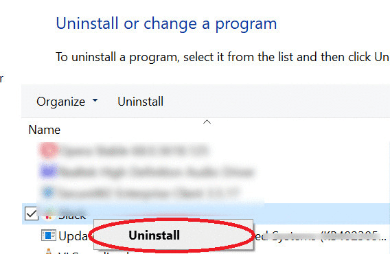 Uninstall or change