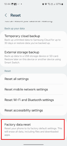 factory data reset