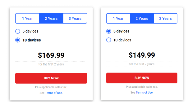 Antivirus pricing