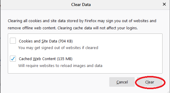 Clear Data - Cached Web Content