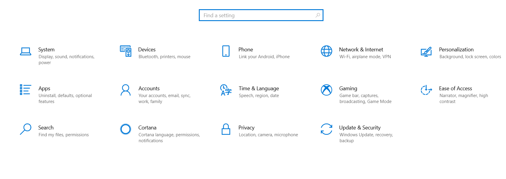 Click on Update and Security