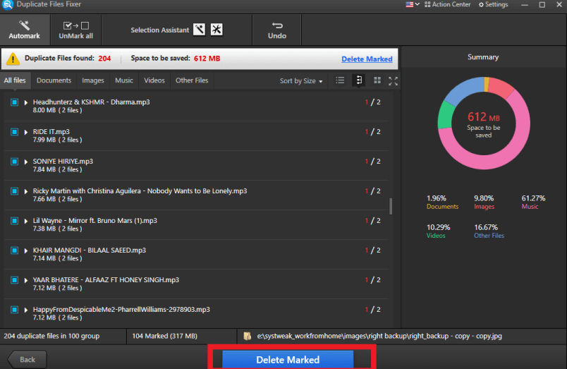 Delete Marked - Duplicate File Finder