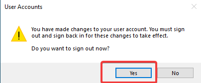 Dialog box to sign out