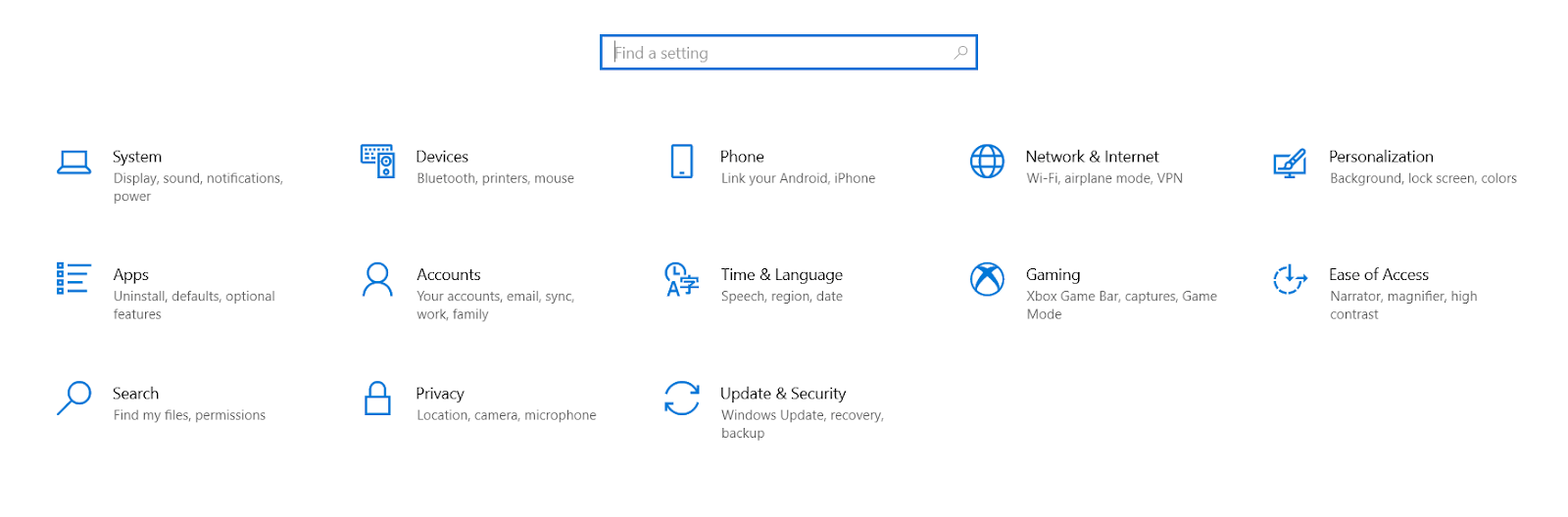 Go to account option
