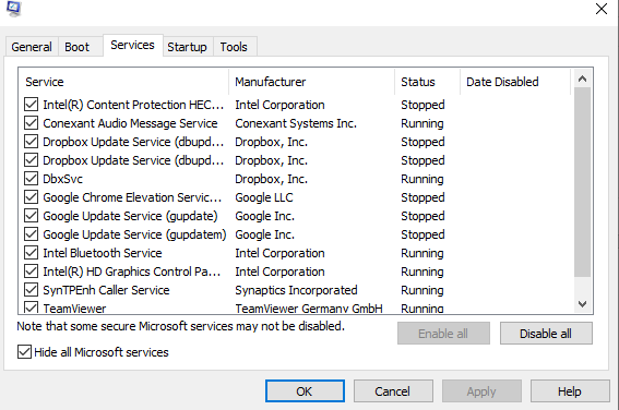 Hide all Microsoft services