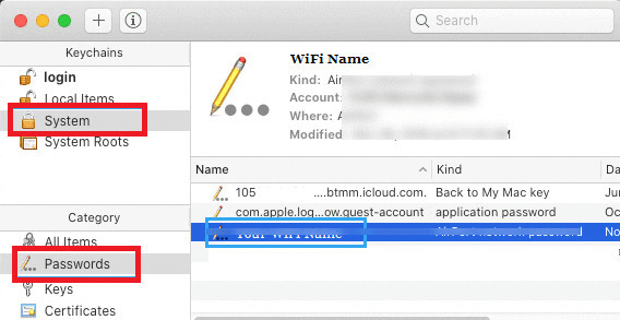 Keychain Access window - Password Option