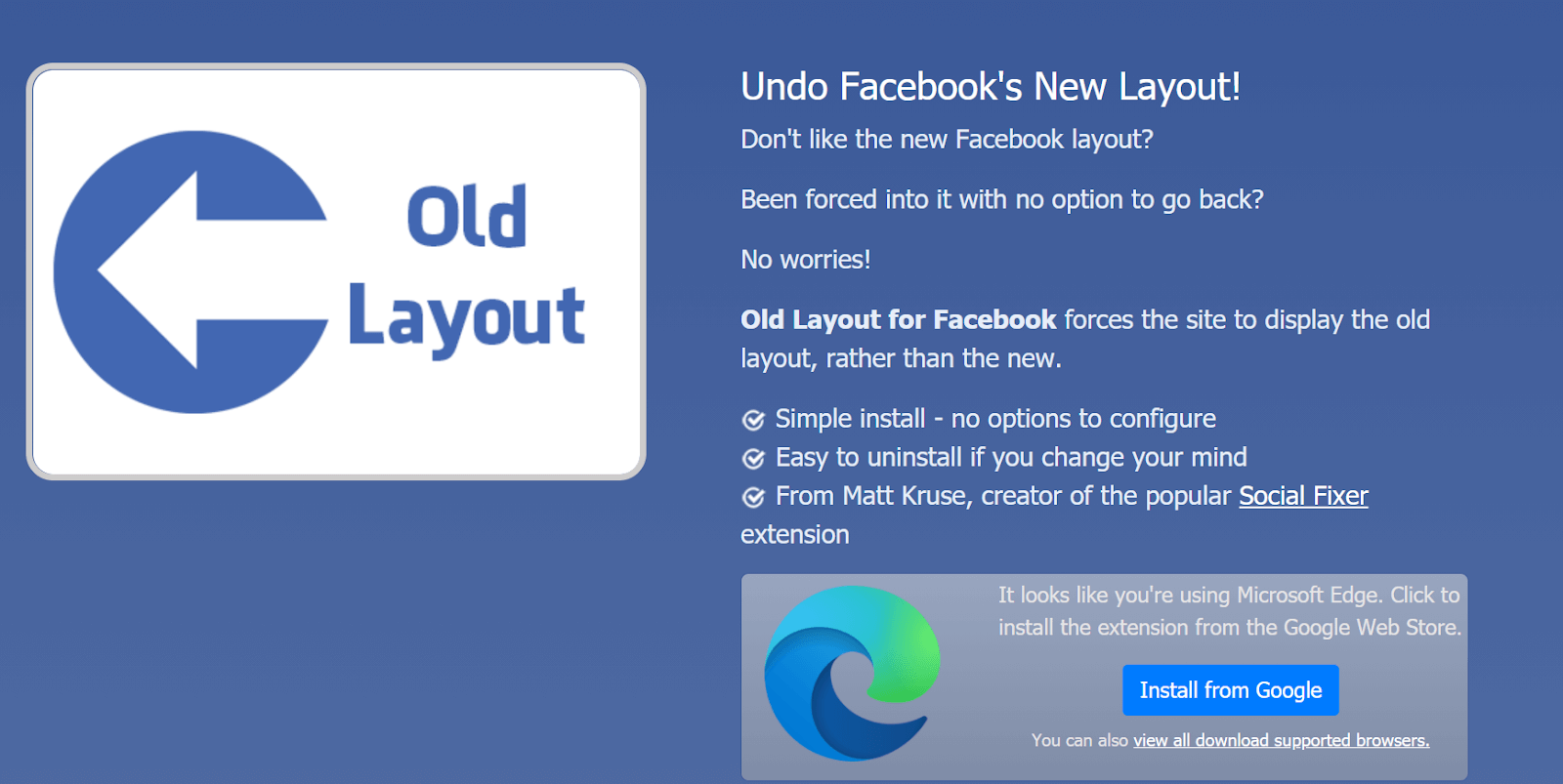 Old Facebook Layout Works