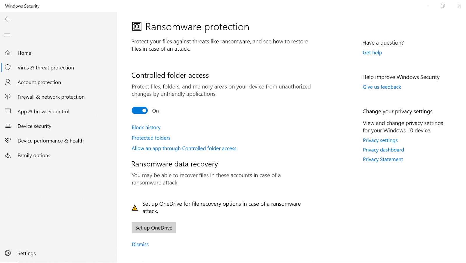 Ransomware protection on off