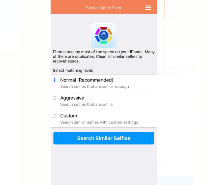Similar Selfie Fixer homepage