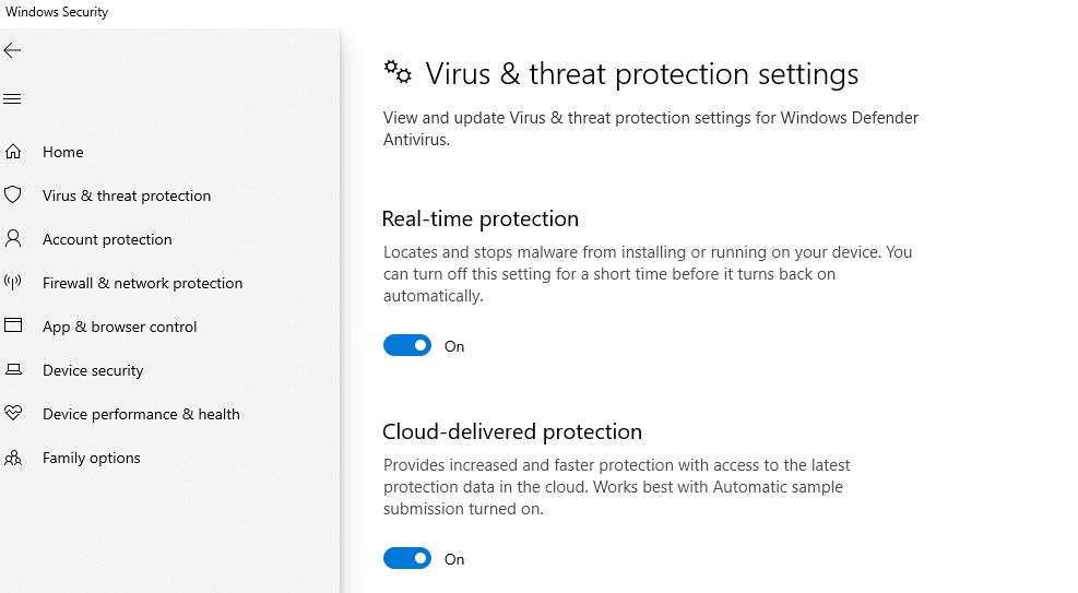 Switch Off Windows Security