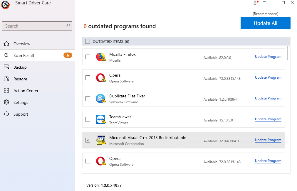 Update all outdated programs - Smart Driver Care