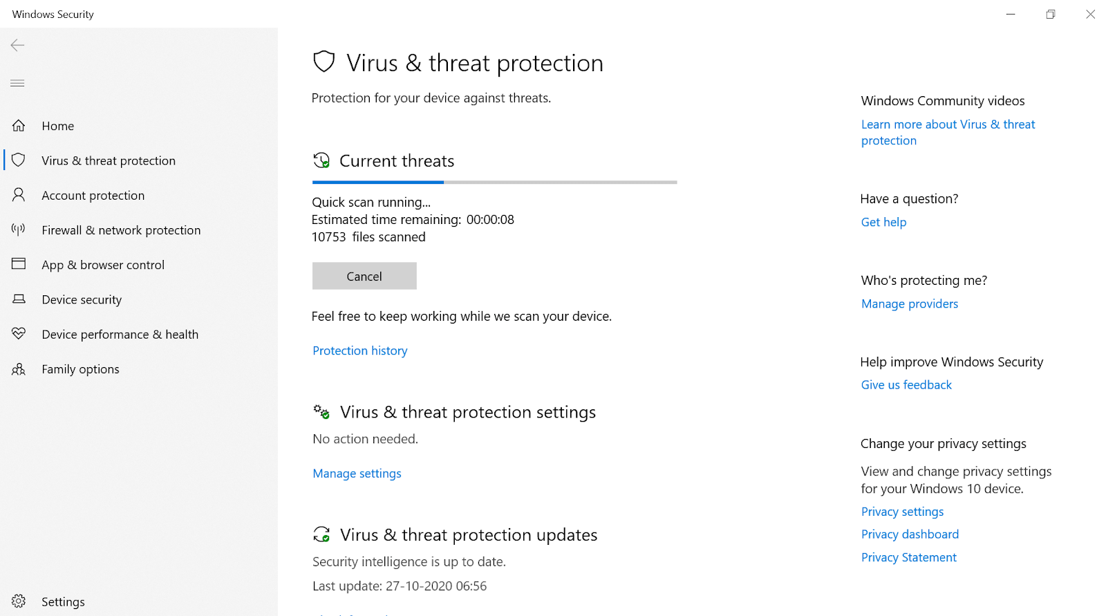 virus and Threat protection