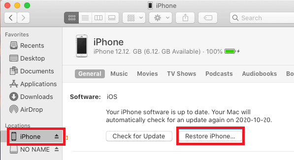 Factory Reset iPhone on macOS