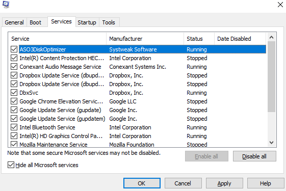 Hide All microsoft Services