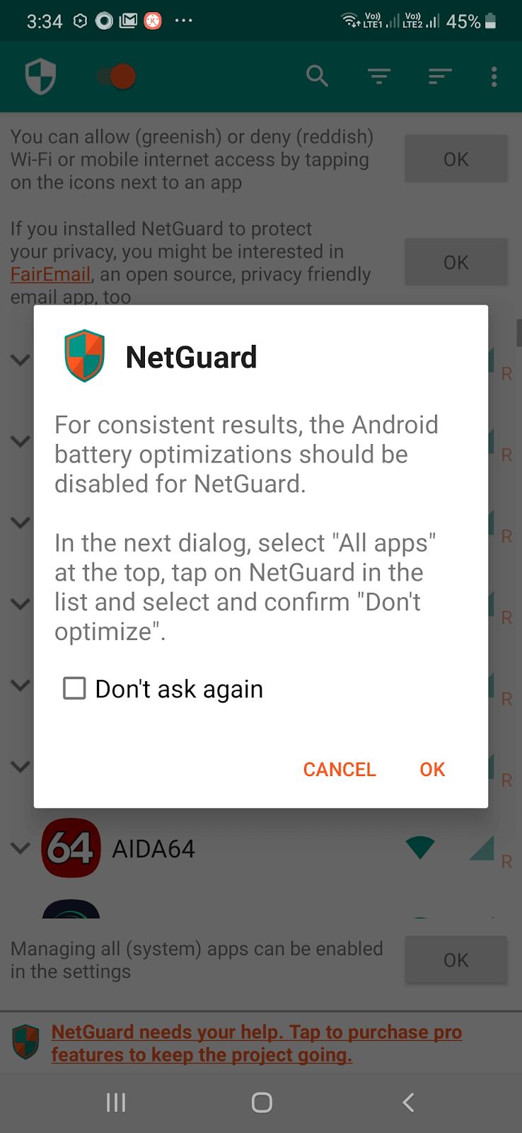 NetGuard disable