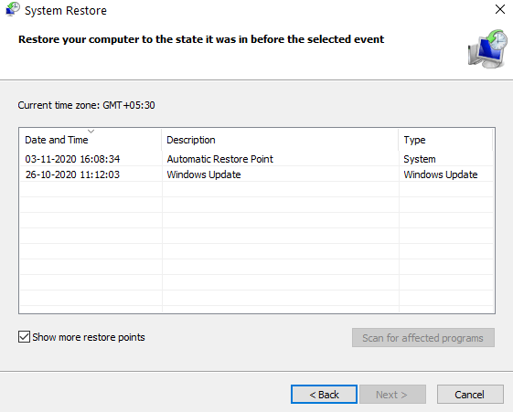 Perform a System Restore