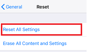 Reset All Settings