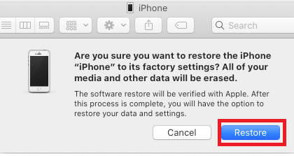 Restore Button to Confirm