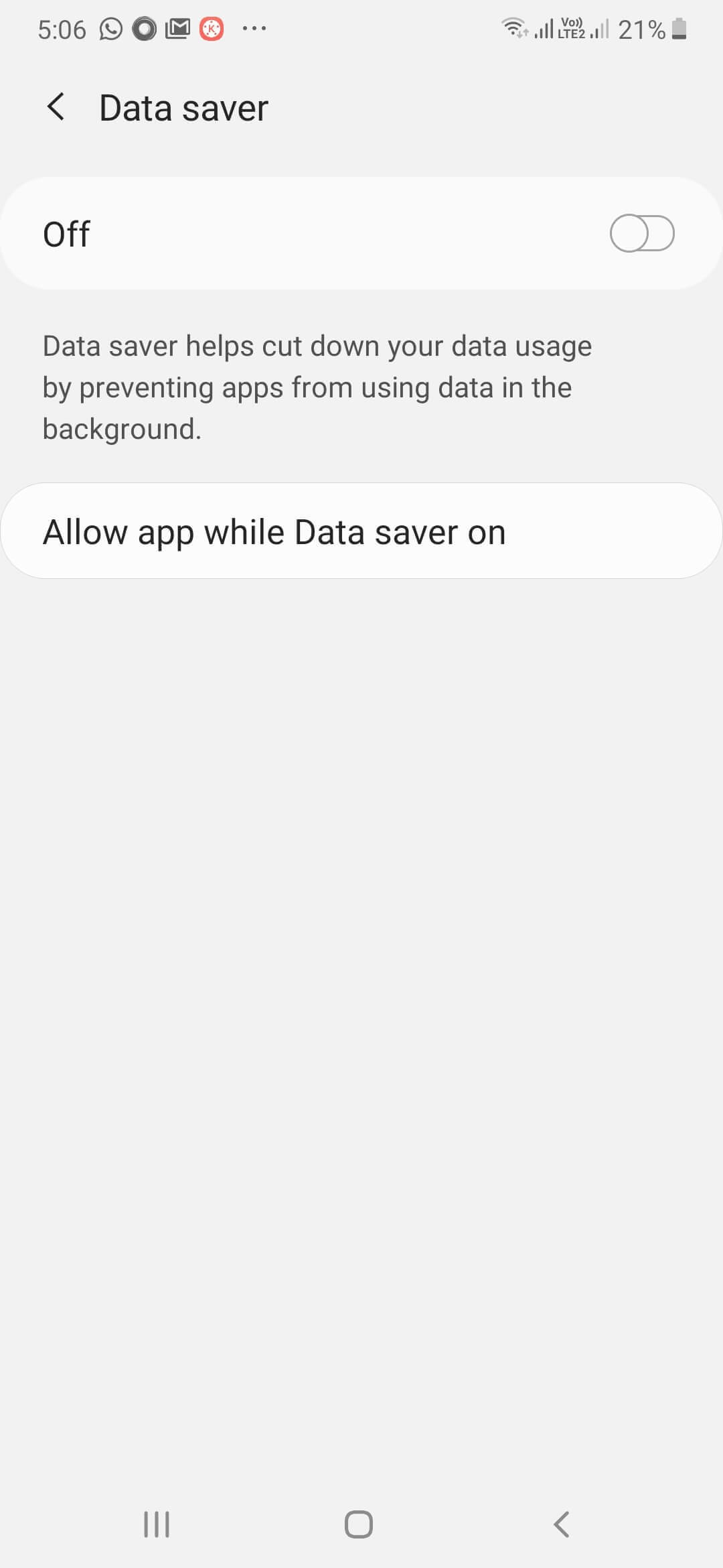 Switch Data Saver Option Off