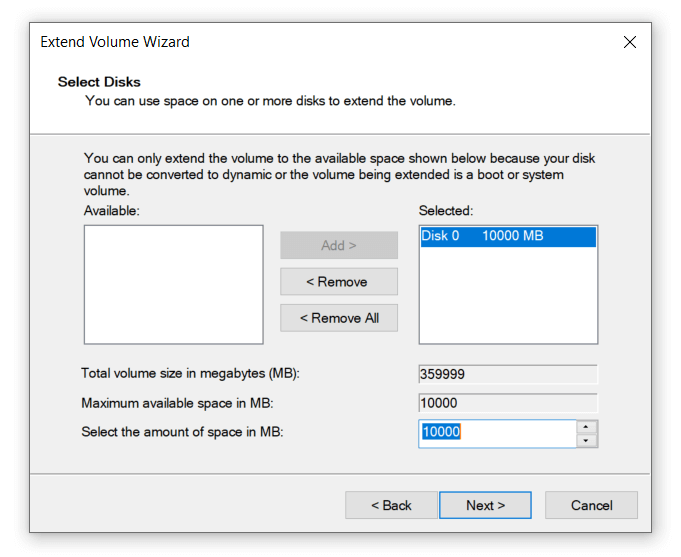 extend partition