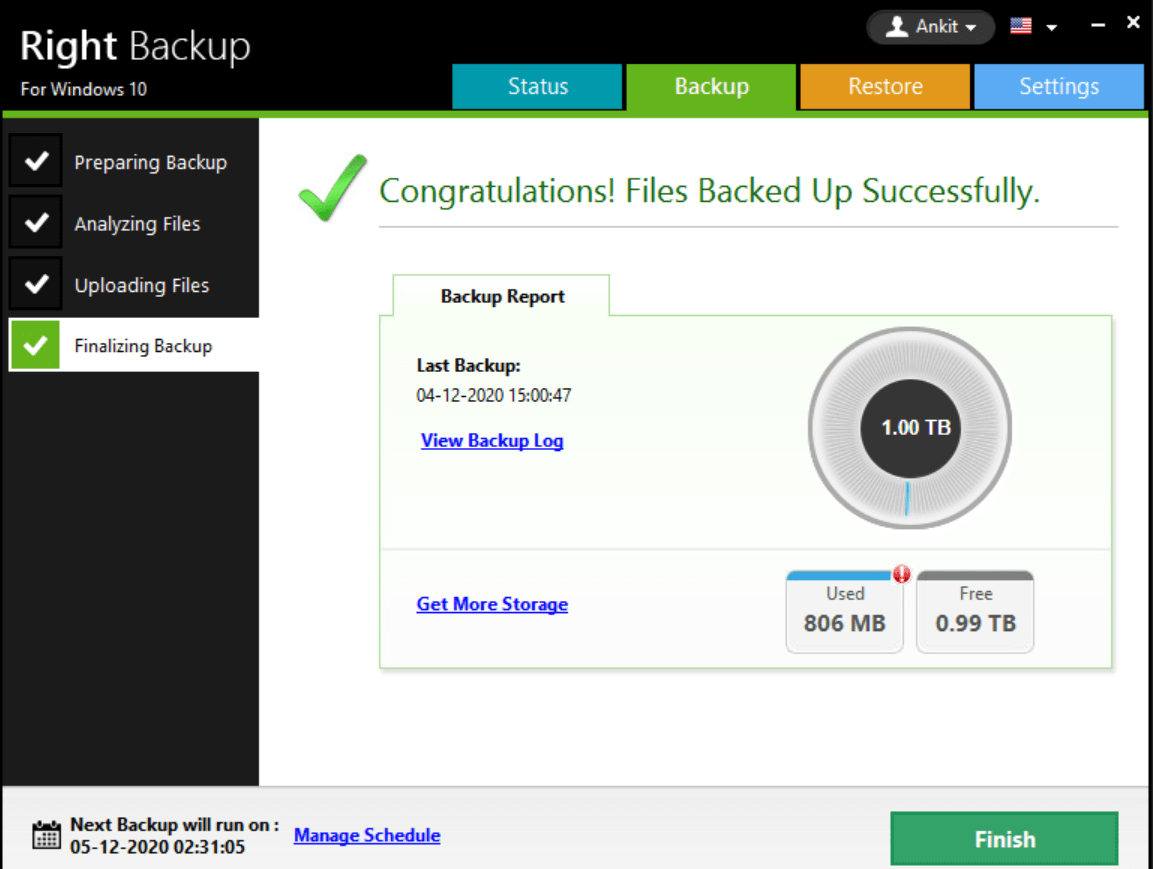 Backup successful