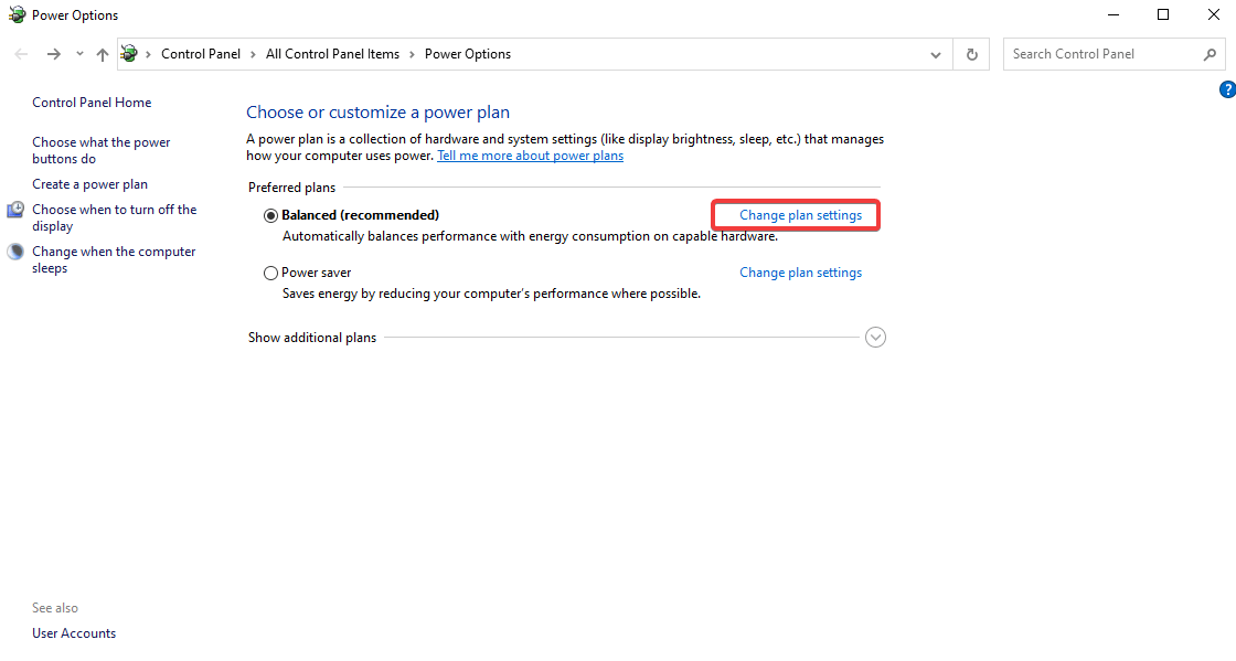 Change Power Settings