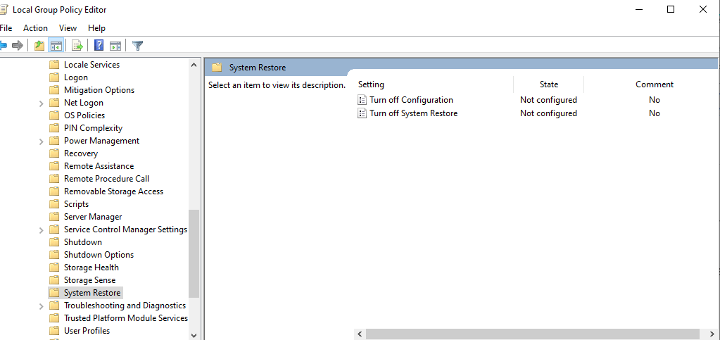 Enable System Restore
