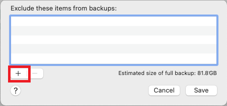 Exclude these items from Backup