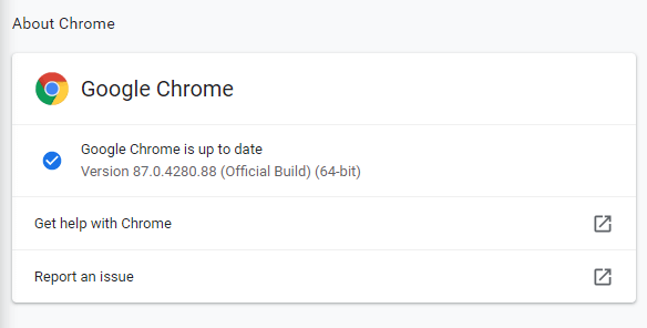Google Chrome About Chrome