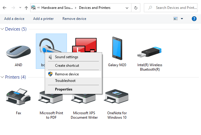Remove Bluetooth Device Via Control Panel
