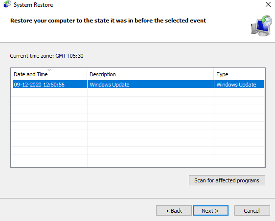 Scan for Affacted Programs