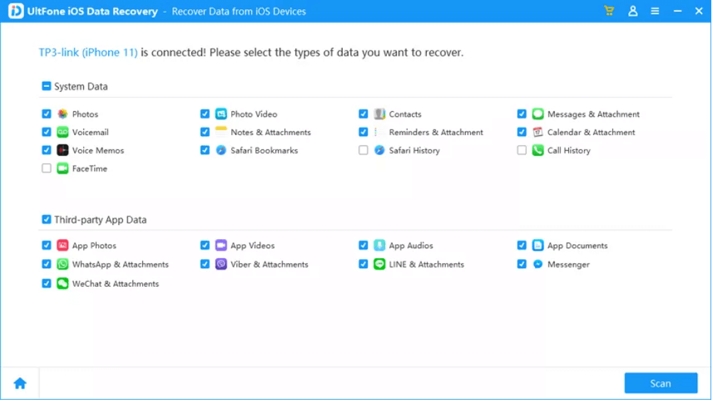 Select Data you want to recover