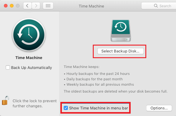 Show Time Machine in Menu Bar