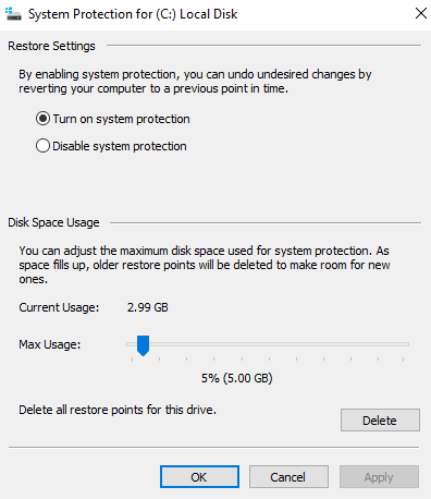System Properties - Enough Space