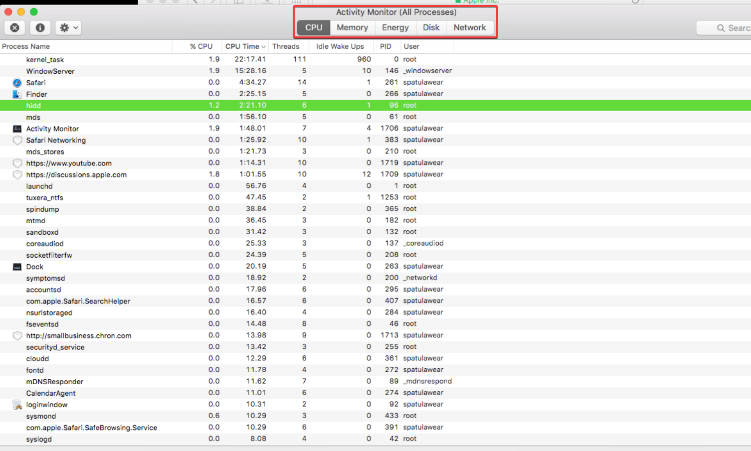Task Manager on MACBOOK