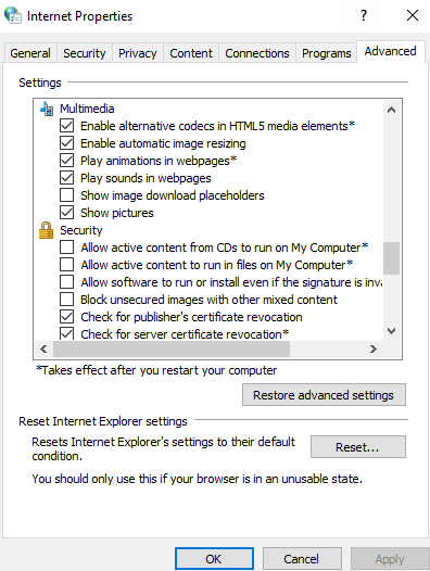 Use The Internet Properties