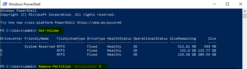 Windows Powershell - Partition Letter Command