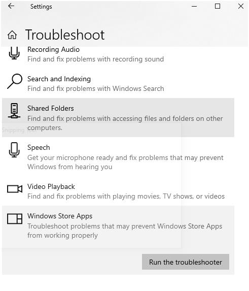 troubleshoot setting
