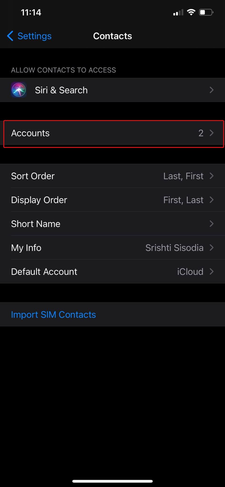 accounts tab iphone settings