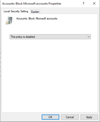 Accounts - Block Microsoft Accounts