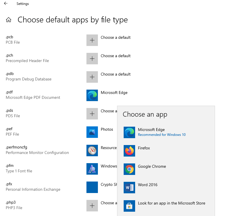 Choose another app from the list