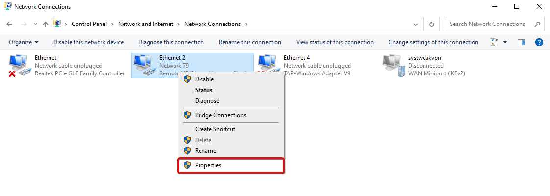 Network Connection Properties