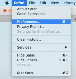 Safari Menu