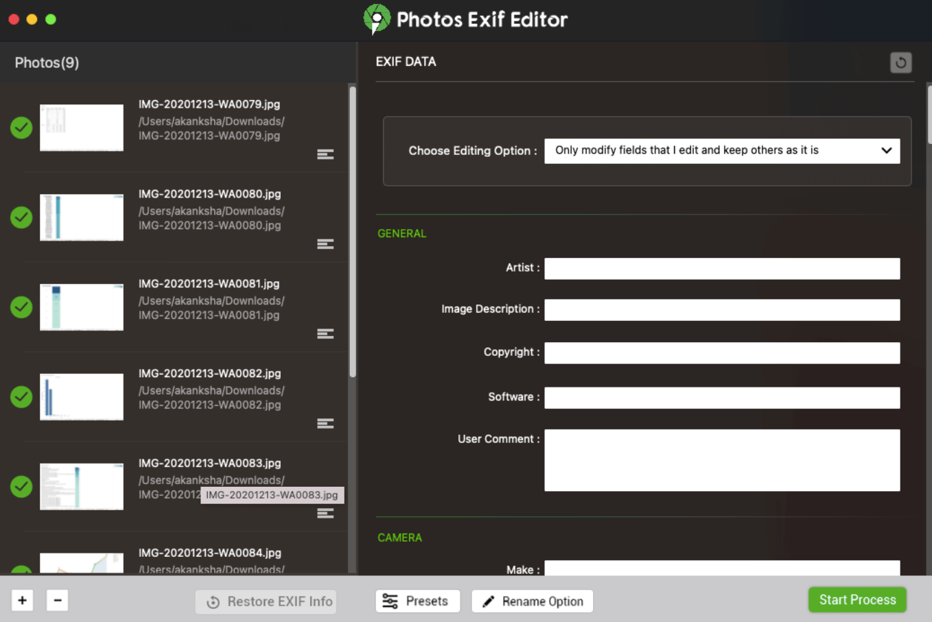 photo metadata editor