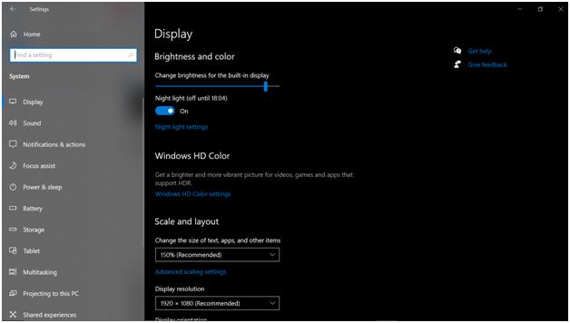 windows display setting