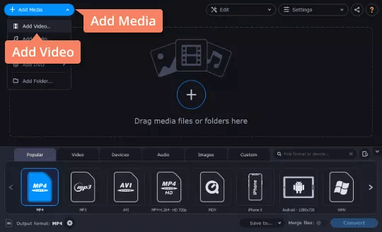 Add Media and Video to convert