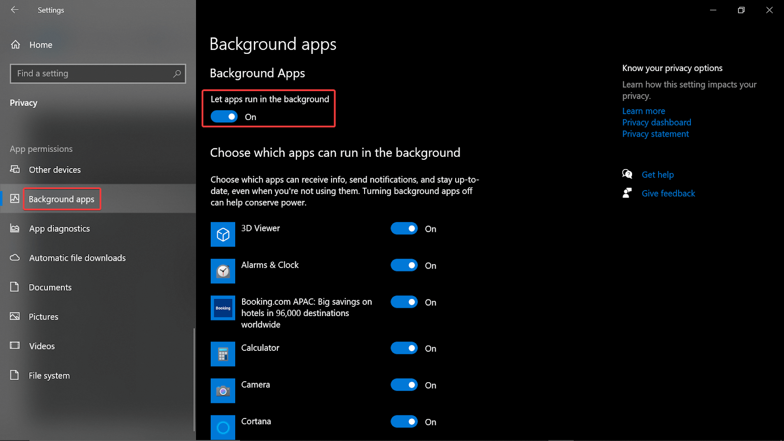Background apps
