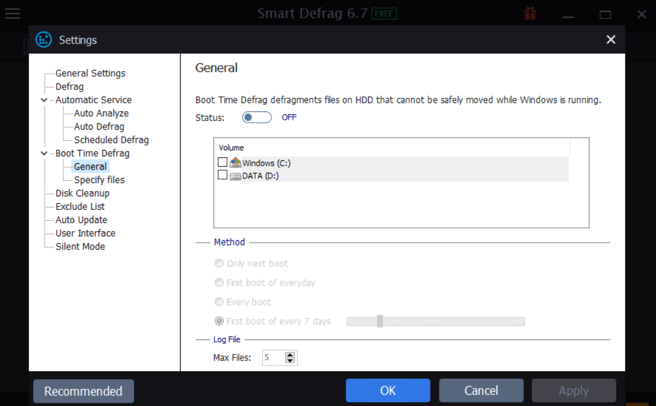 Boot Time Defrag software