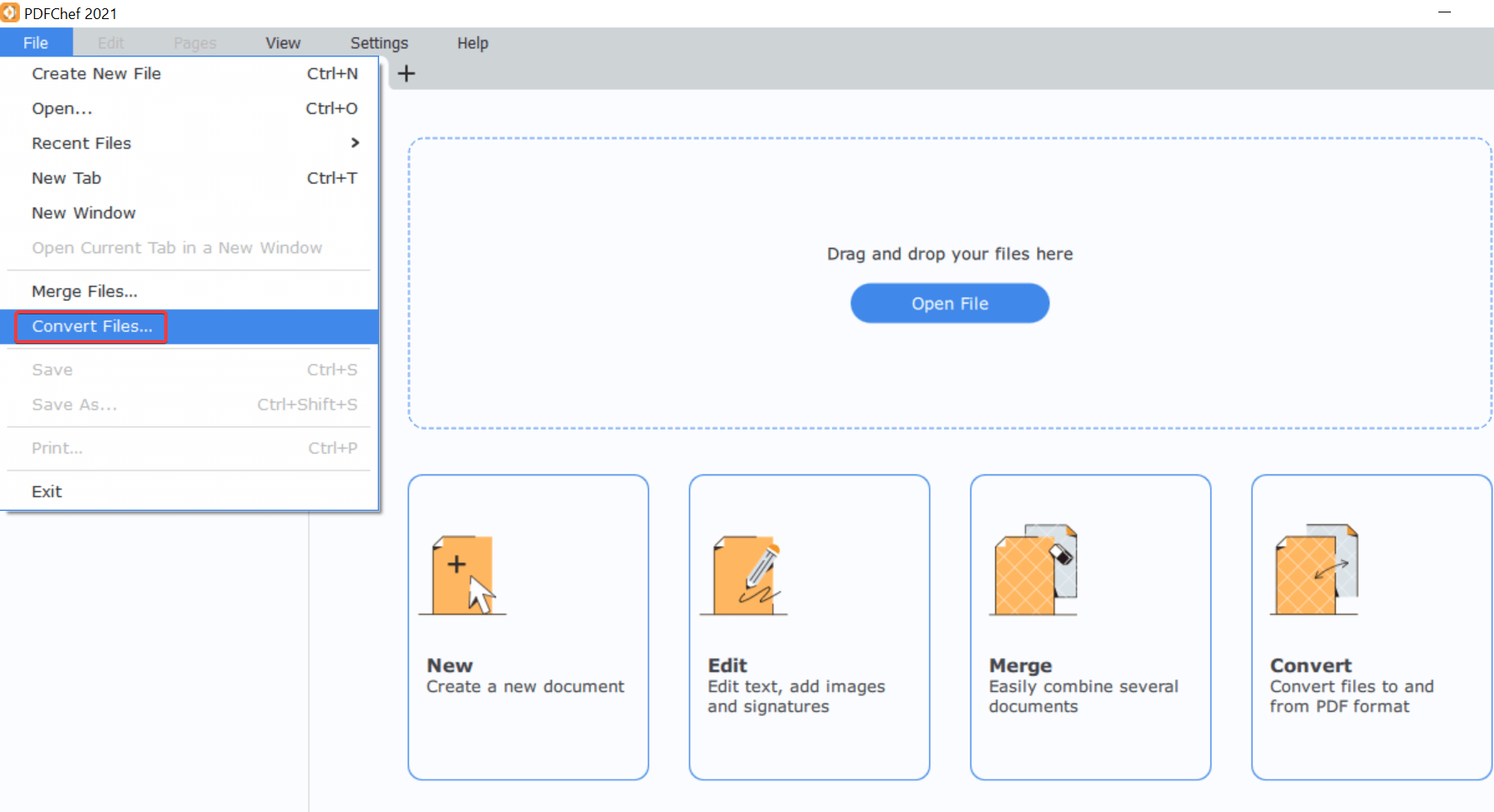 Convert Files on PDFChef